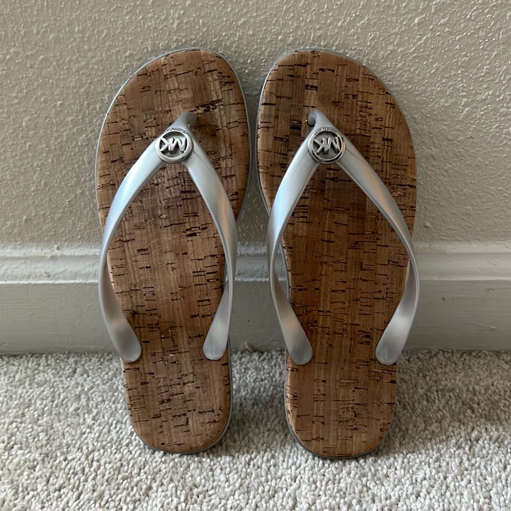 Gently used Size 6 Michael Kors Corked Flip Flops